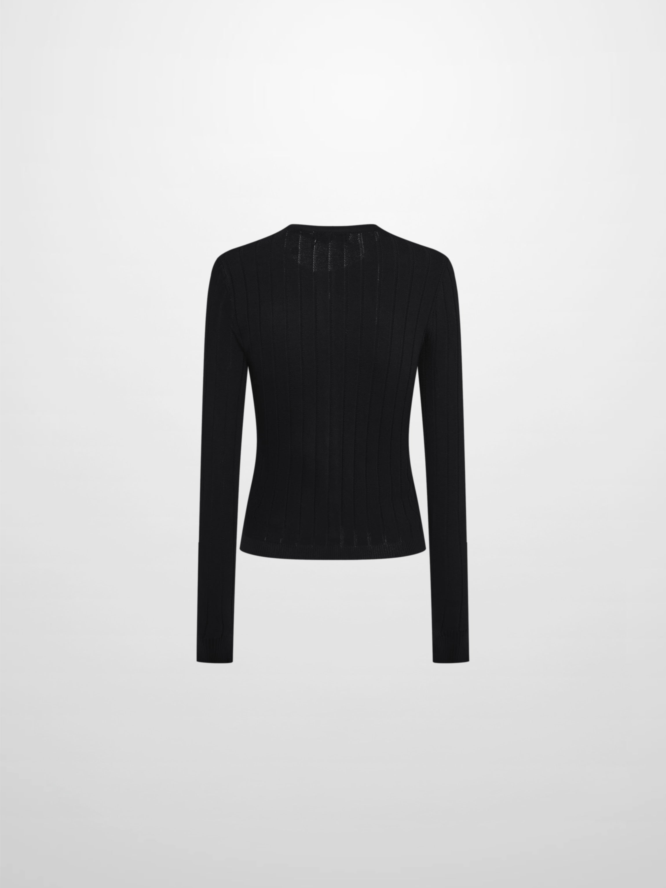 Silk Knit Ribbed Cardigan 20"- Black
