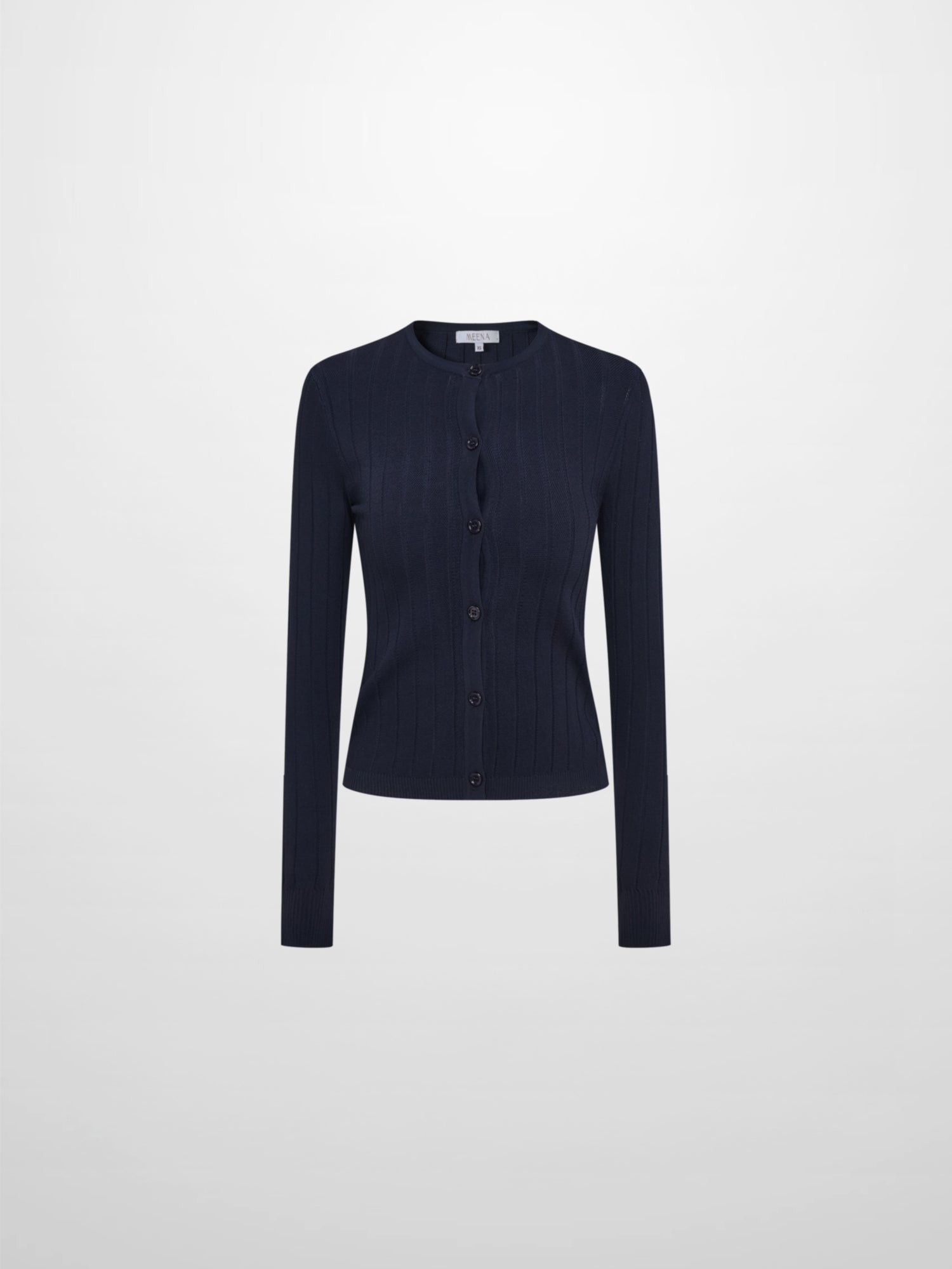 Silk Knit Ribbed Cardigan 20" - Navy