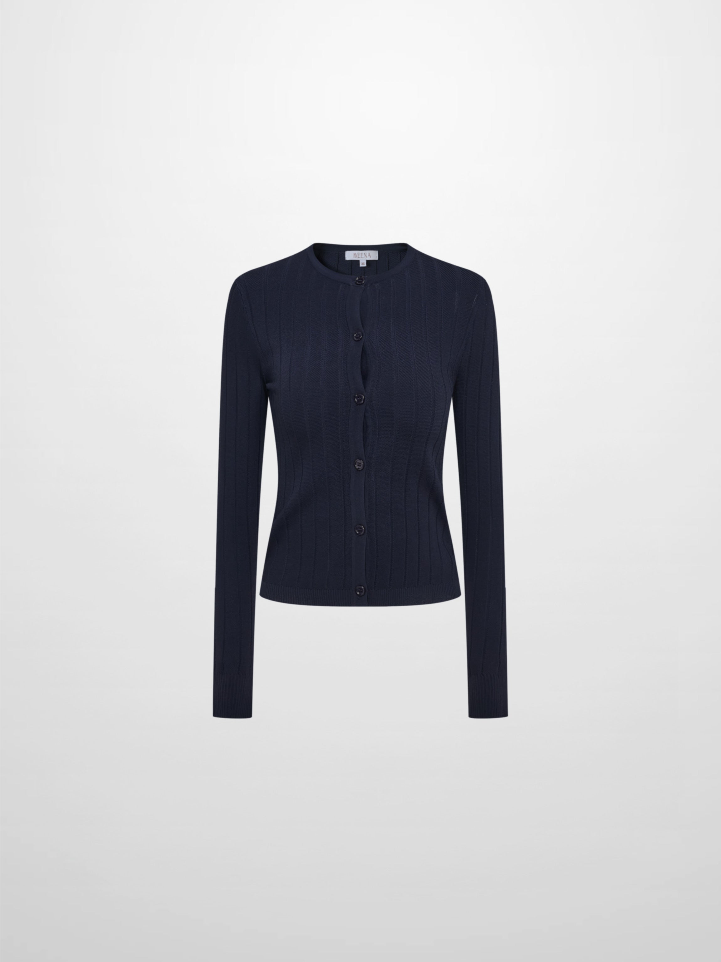 Silk Knit Ribbed Cardigan 20" - Navy