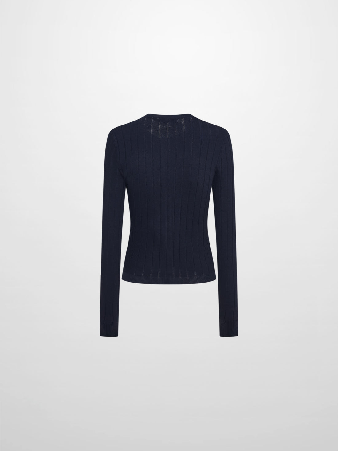 Silk Knit Ribbed Cardigan 20" - Navy