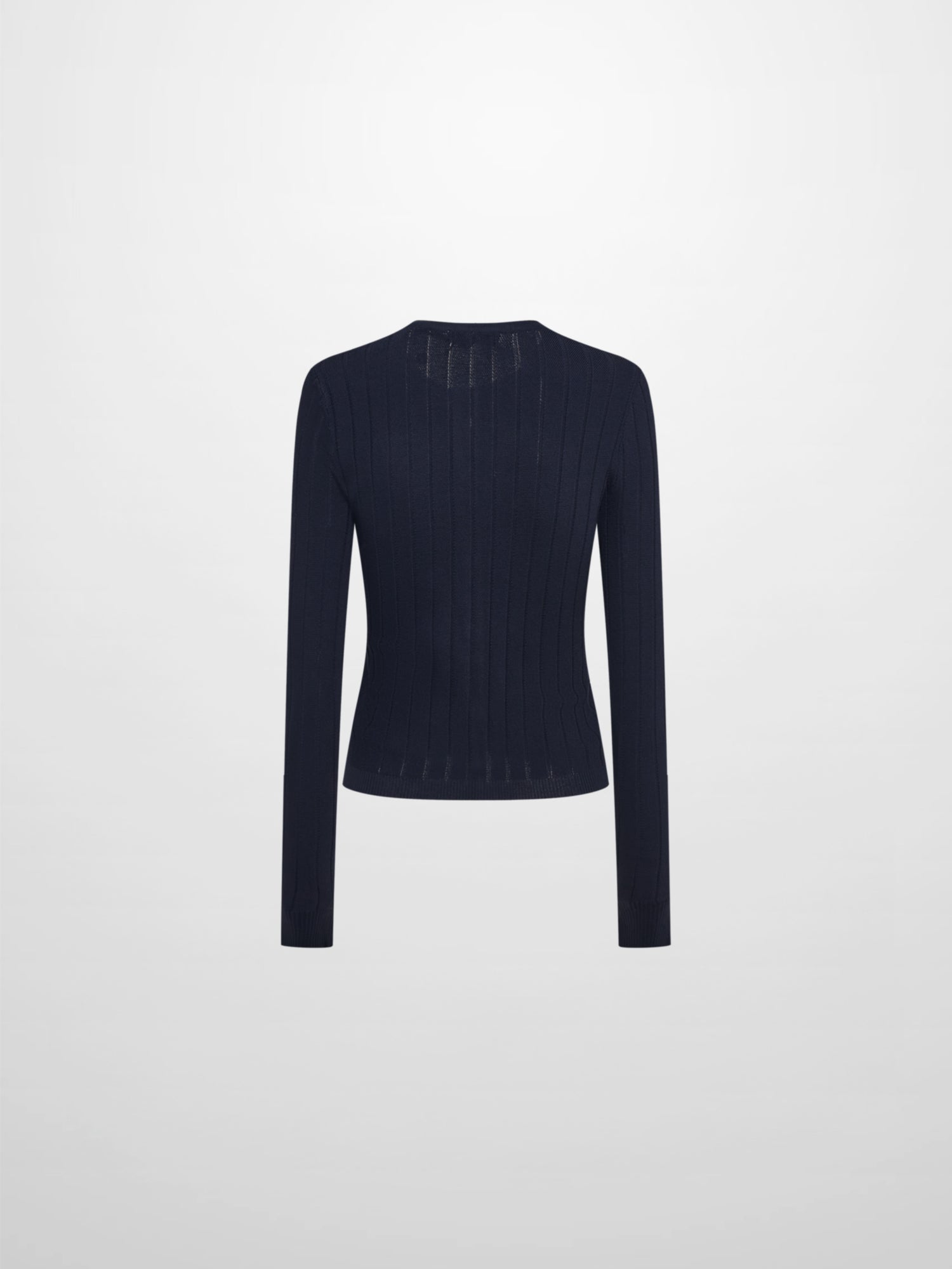 Silk Knit Ribbed Cardigan 20" - Navy