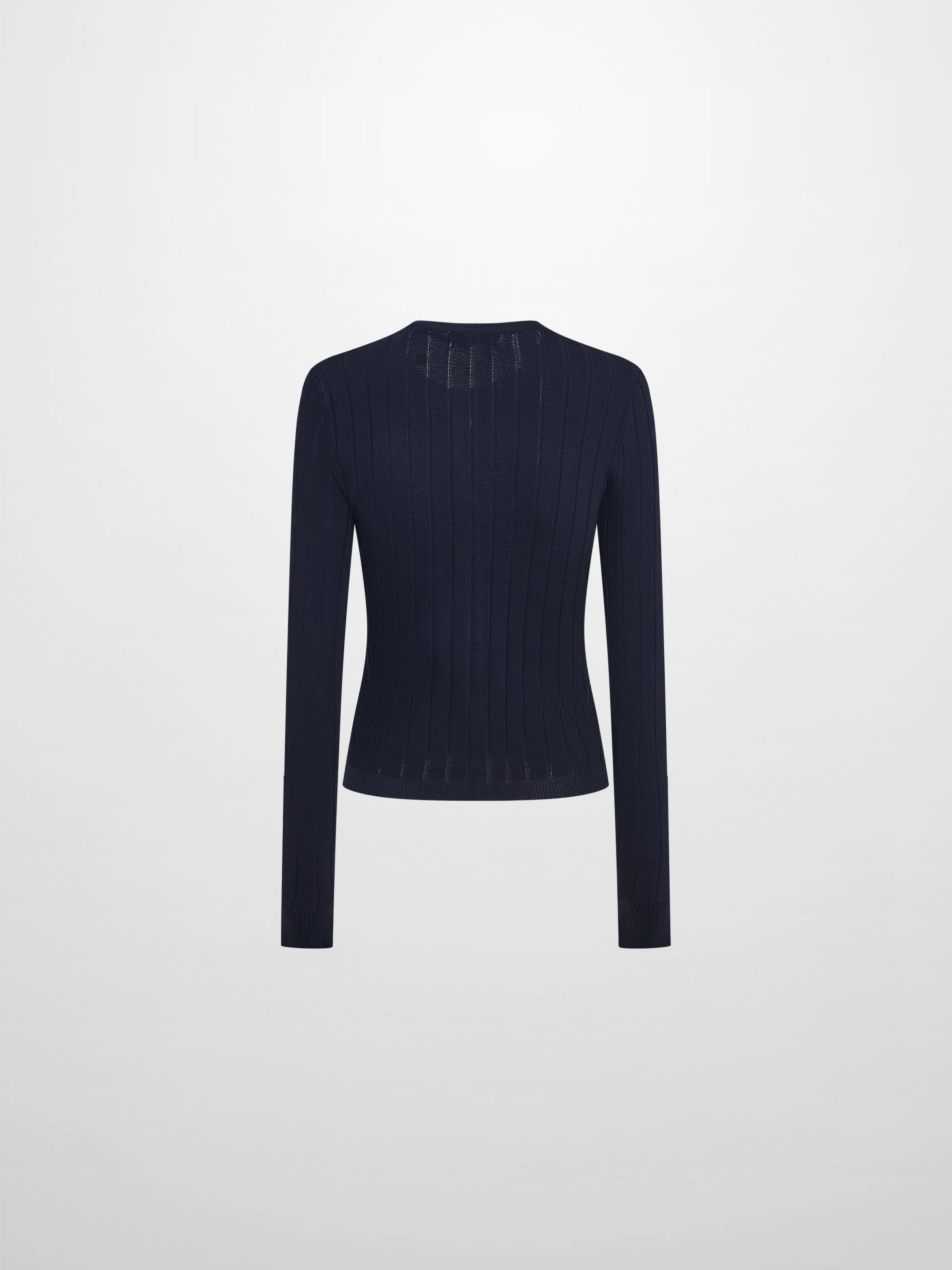 Silk Knit Ribbed Cardigan 20" - Navy