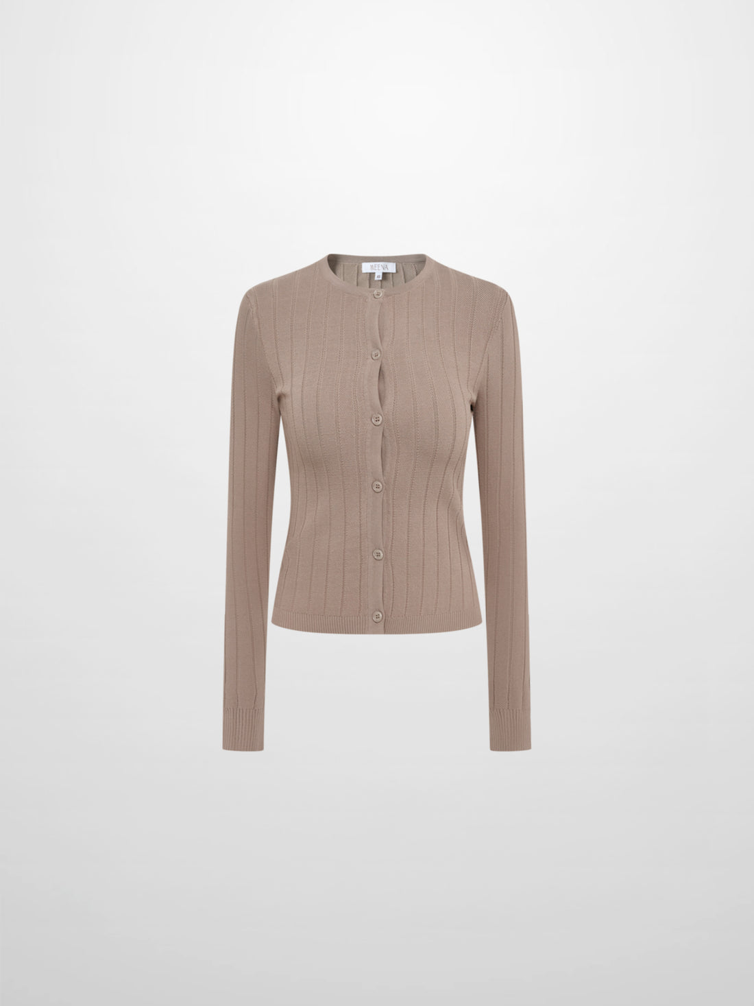 Silk Knit Ribbed Cardigan 20"- Warm Taupe
