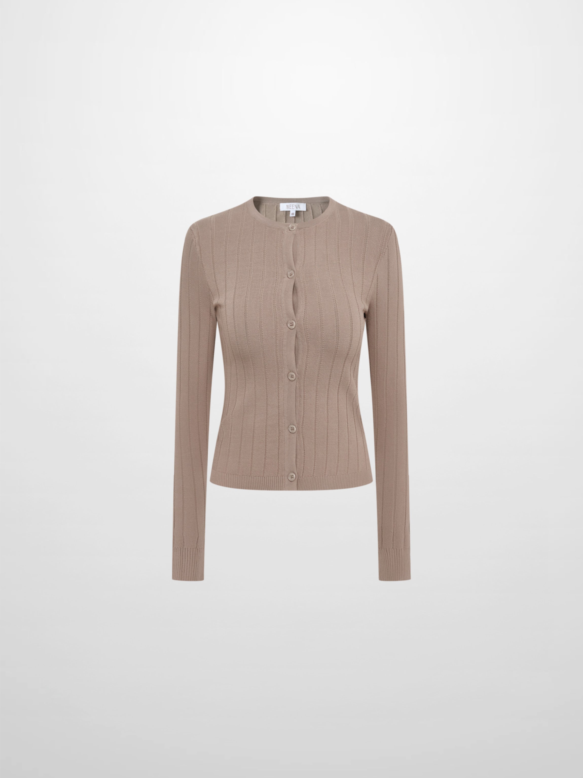Silk Knit Ribbed Cardigan 20"- Warm Taupe