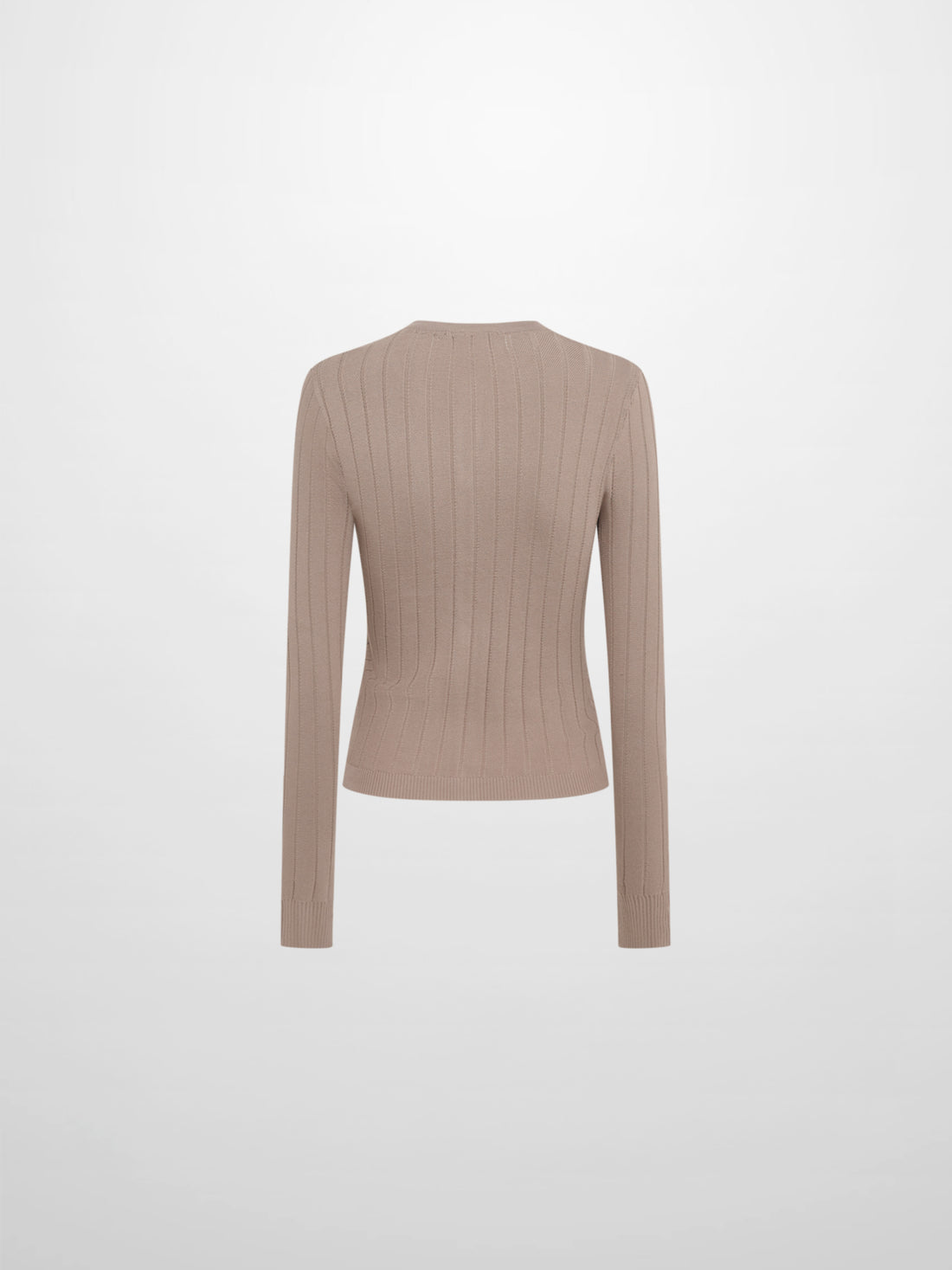 Silk Knit Ribbed Cardigan 20"- Warm Taupe