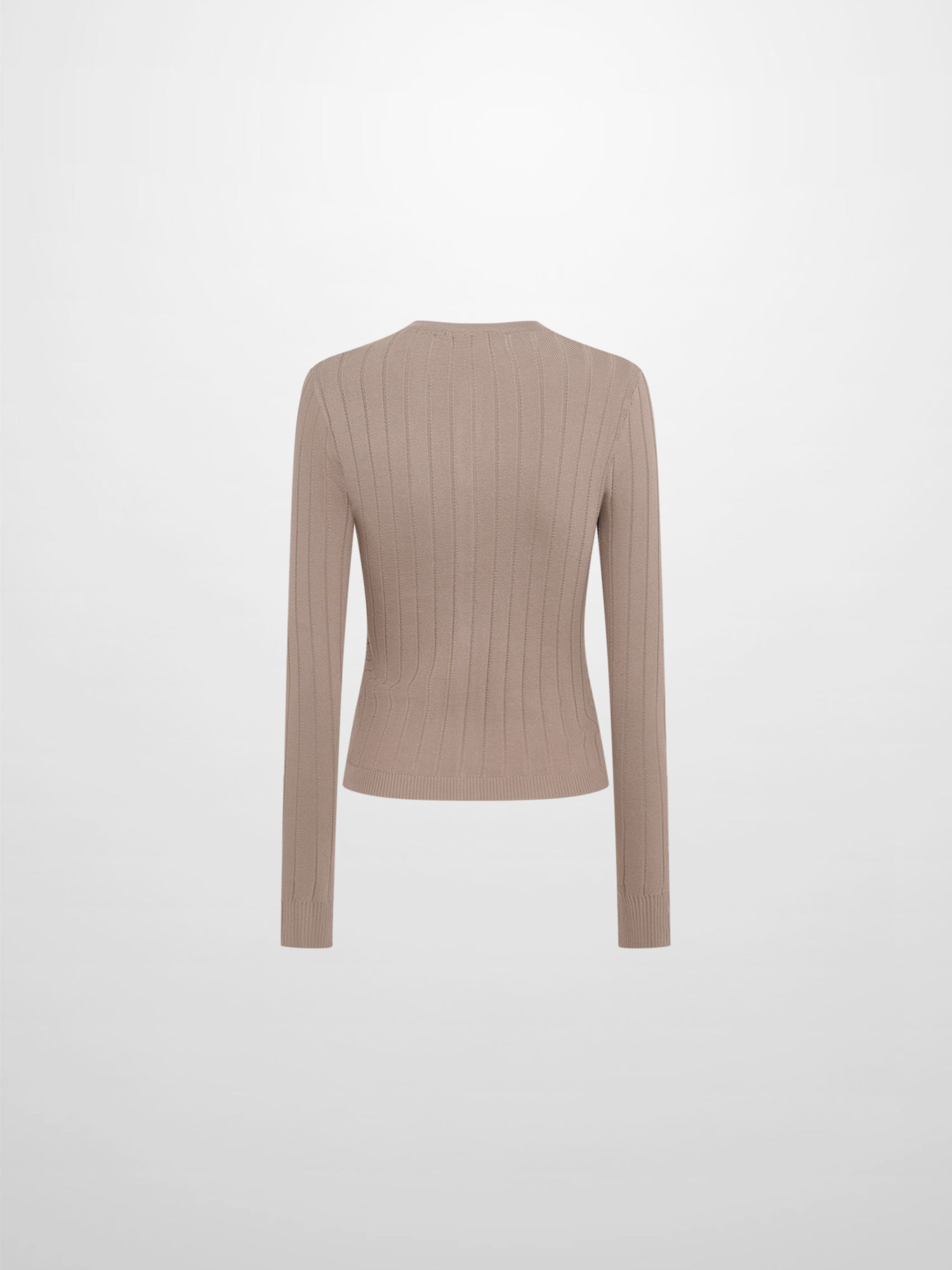 Silk Knit Ribbed Cardigan 20"- Warm Taupe