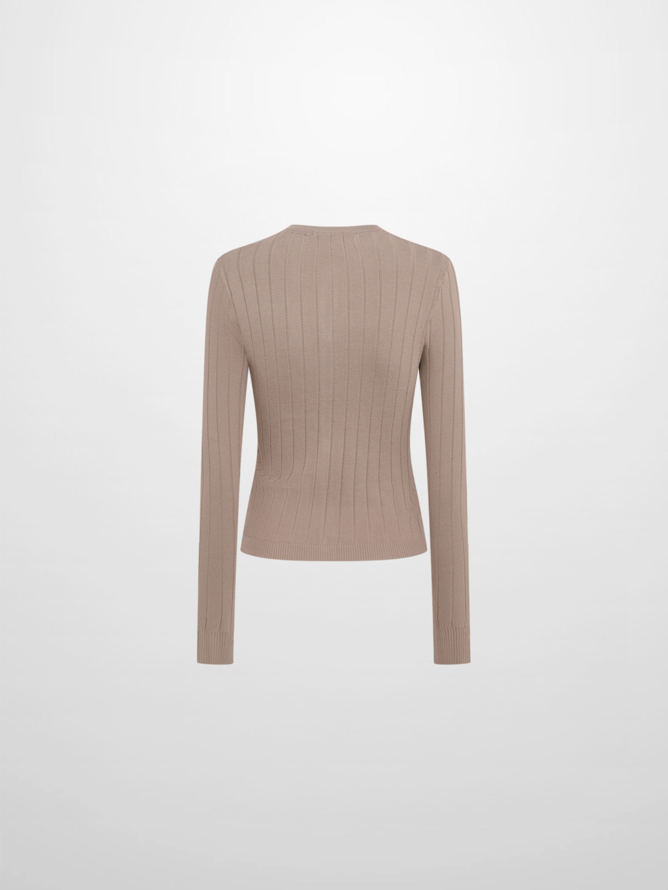 Silk Knit Ribbed Cardigan 20"- Warm Taupe