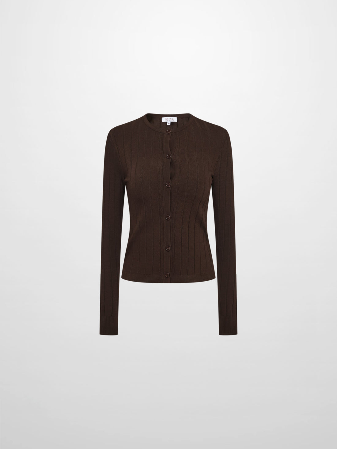 Silk Knit Ribbed Cardigan 20"- Brown