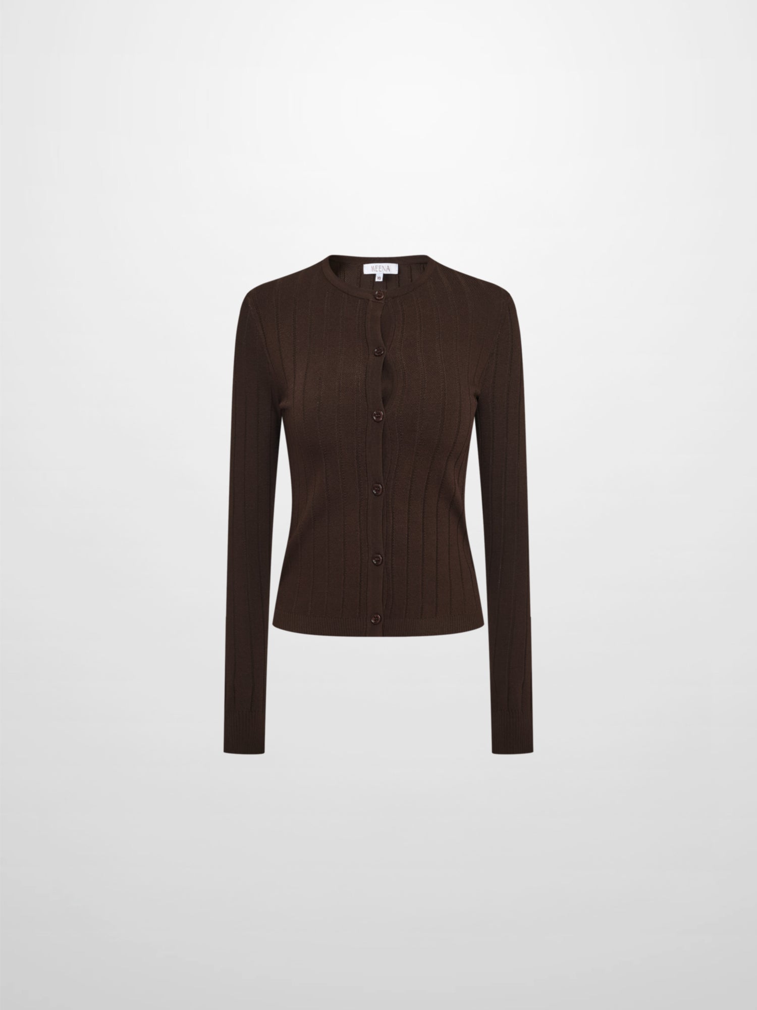 Silk Knit Ribbed Cardigan 20"- Brown