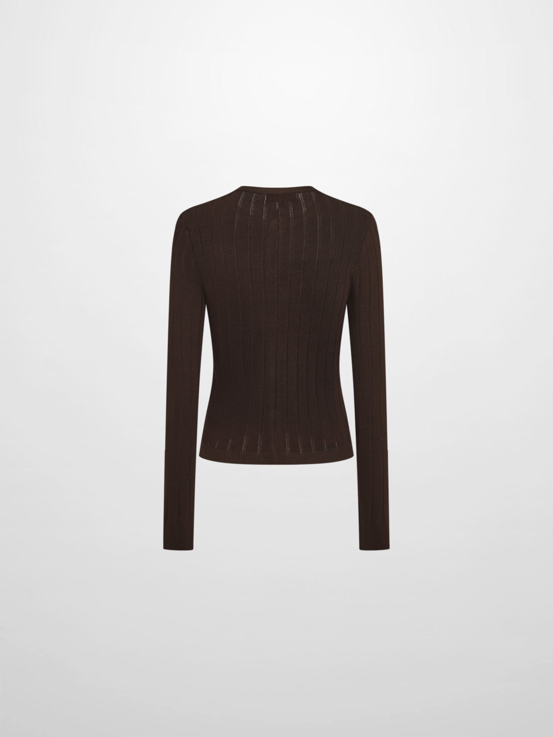 Silk Knit Ribbed Cardigan 20"- Brown