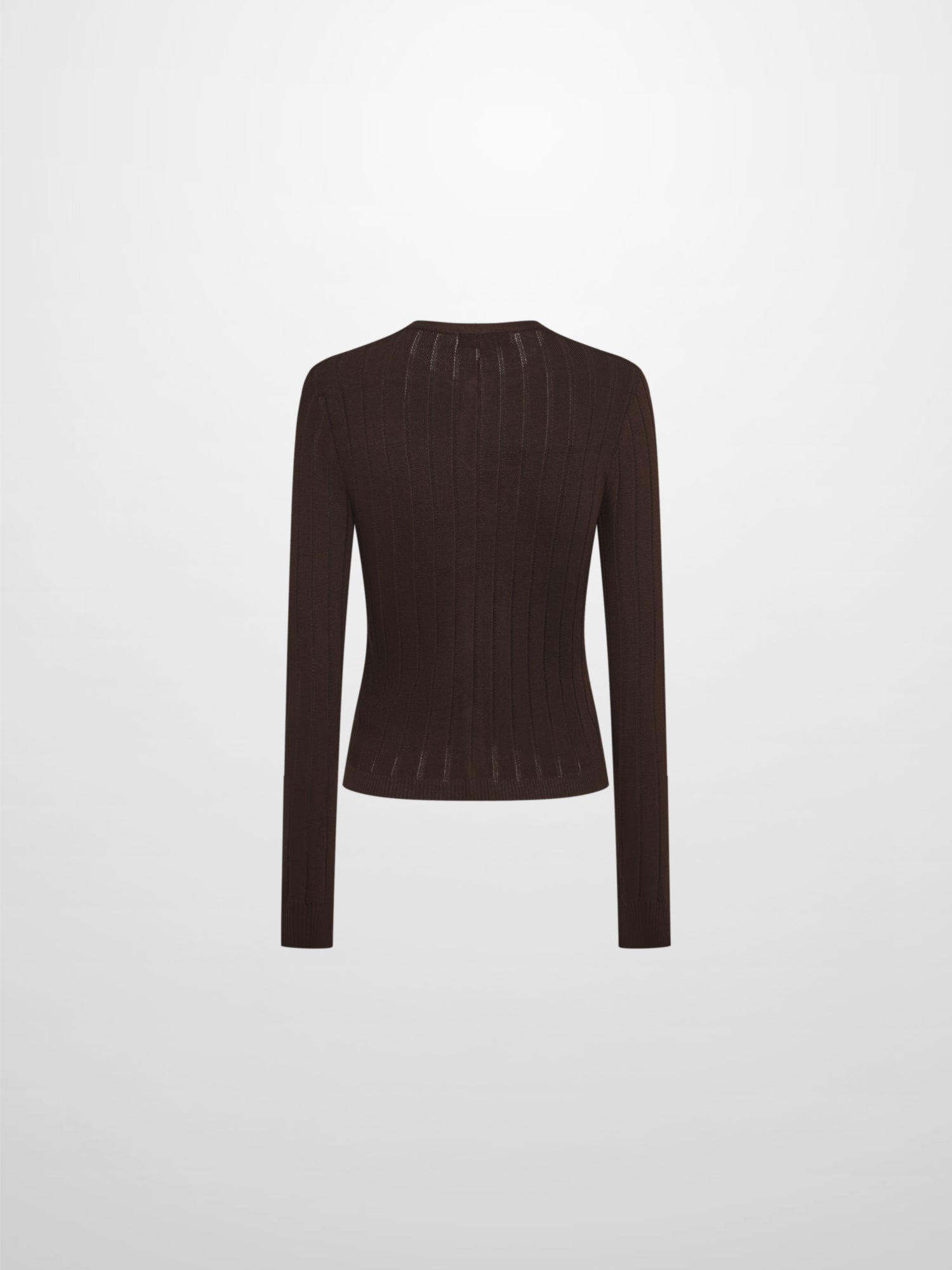Silk Knit Ribbed Cardigan 20"- Brown