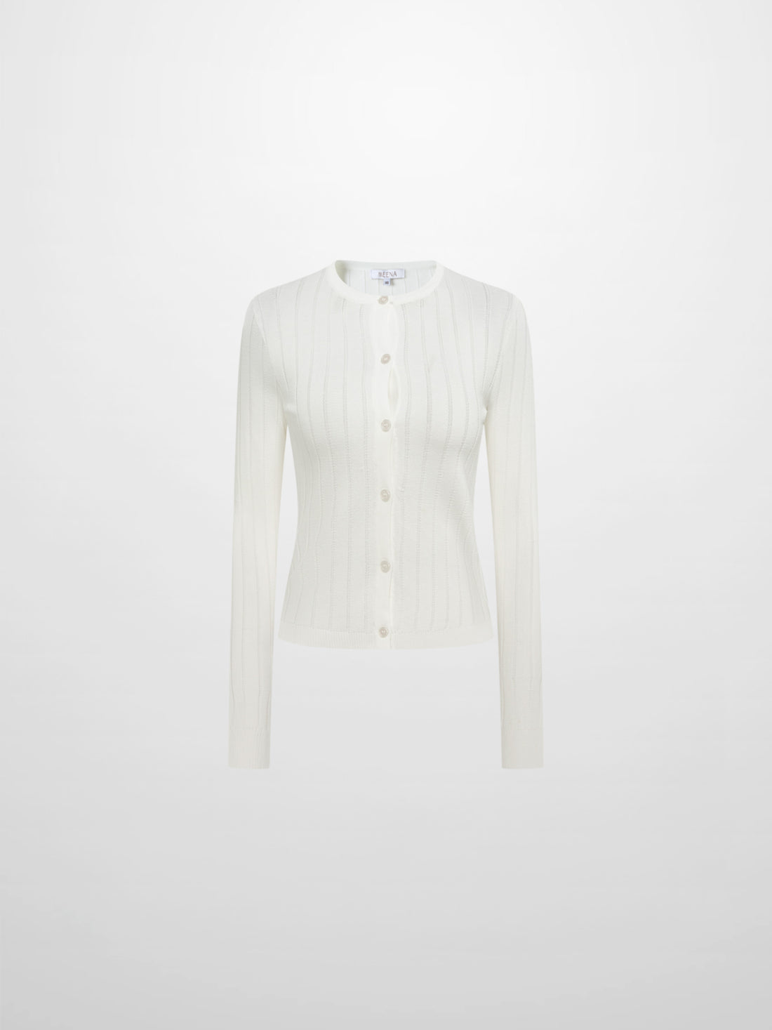 Silk Knit Ribbed Cardigan 20"- Cream