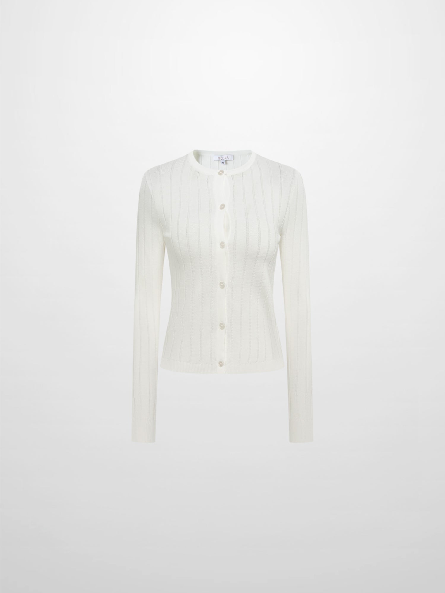 Silk Knit Ribbed Cardigan 20"- Cream