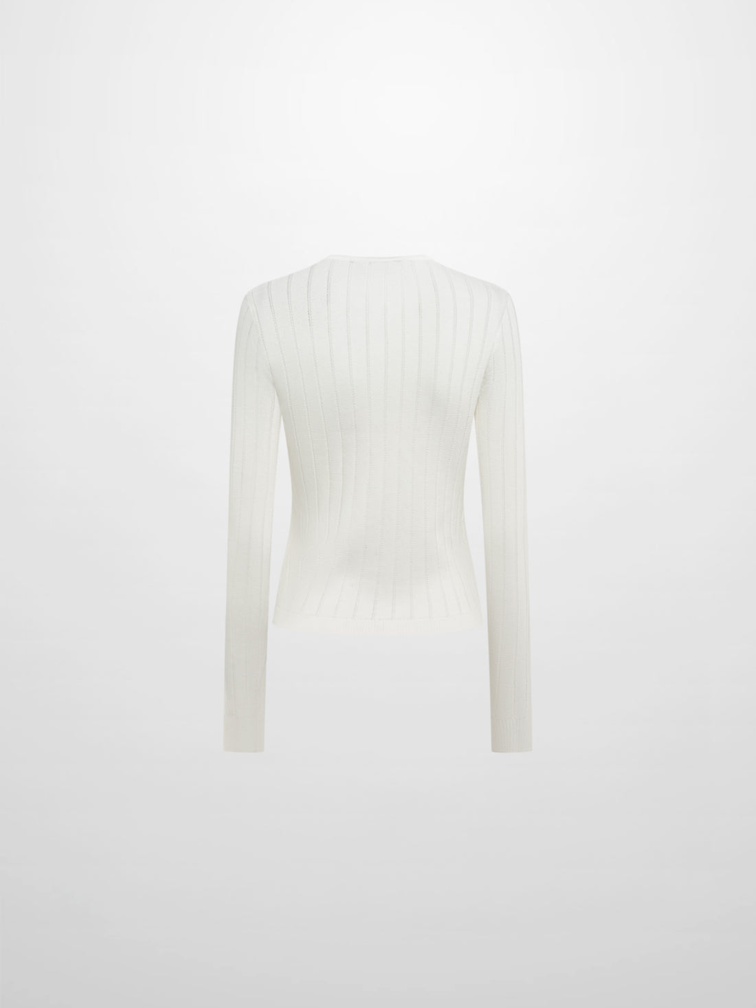 Silk Knit Ribbed Cardigan 20"- Cream