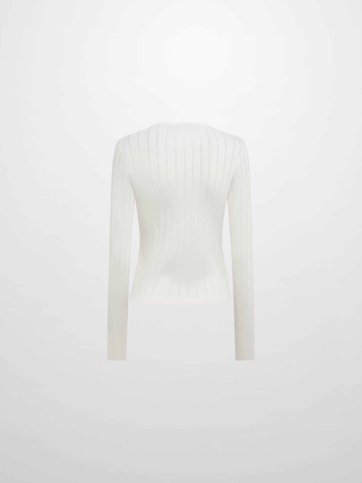 Silk Knit Ribbed Cardigan 20"- Cream