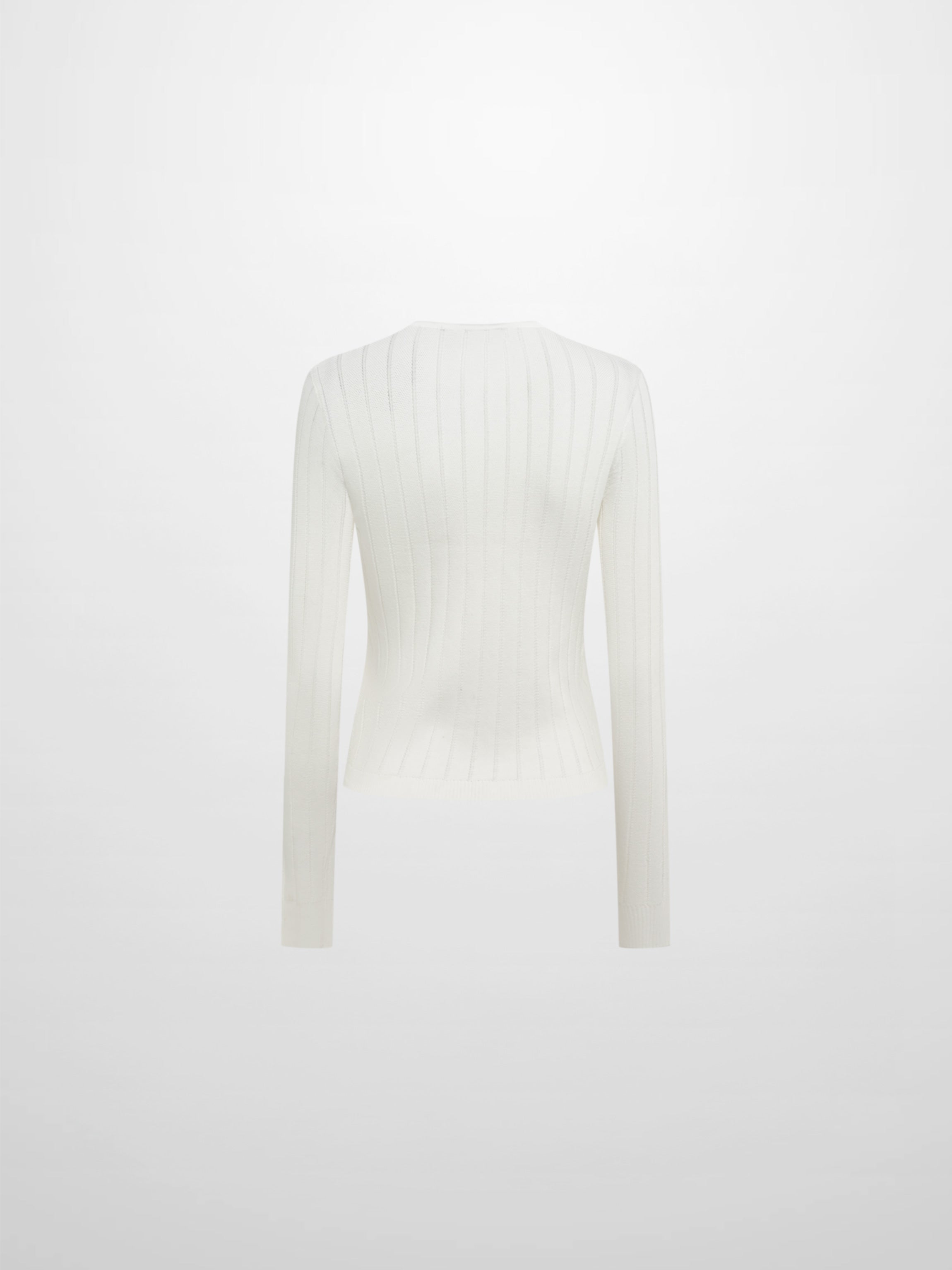 Silk Knit Ribbed Cardigan 20"- Cream