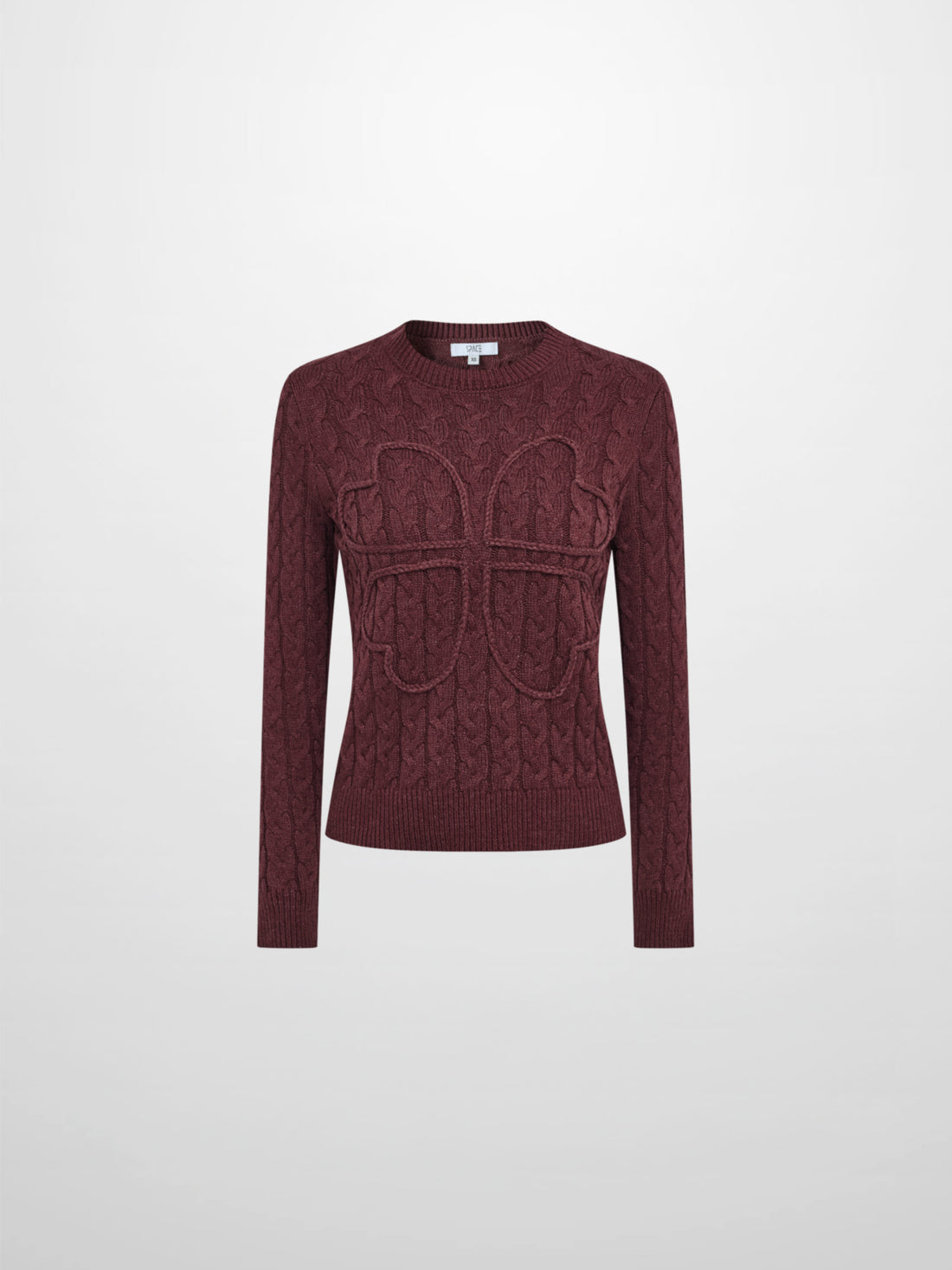 Braided Heart Cable Sweater - Burgundy