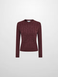 Braided Heart Cable Sweater - Burgundy