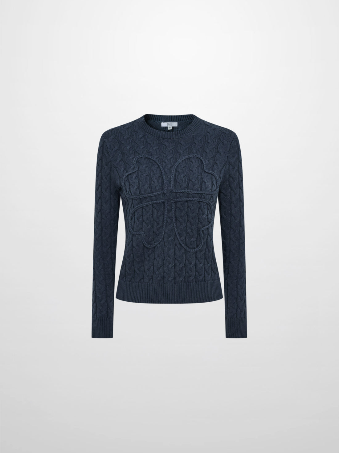 Braided Heart Cable Sweater - Navy