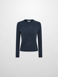 Braided Heart Cable Sweater - Navy