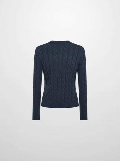 Braided Heart Cable Sweater - Navy