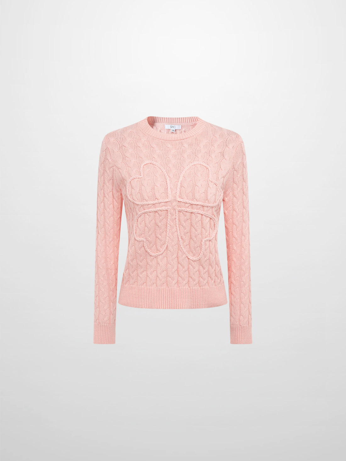 Braided Heart Cable Sweater - Pink
