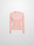 Braided Heart Cable Sweater - Pink