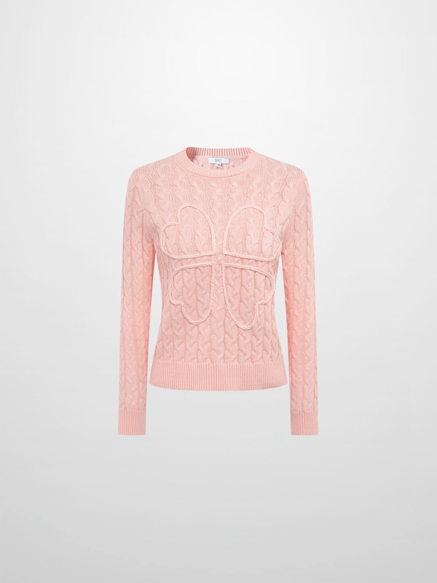 Braided Heart Cable Sweater - Pink