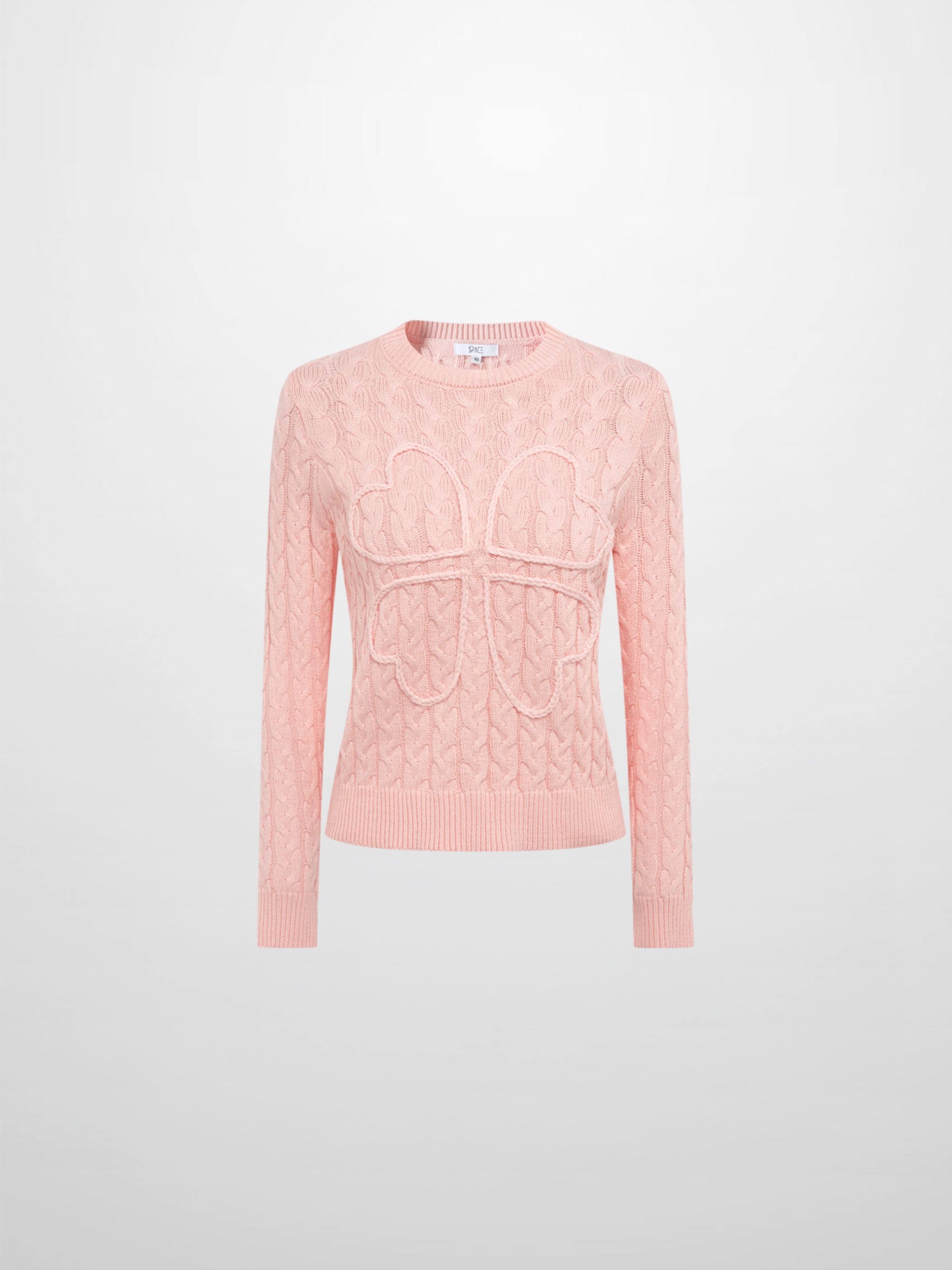 Braided Heart Cable Sweater - Pink