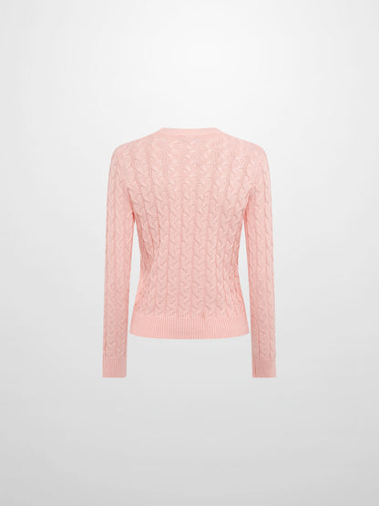 Braided Heart Cable Sweater - Pink