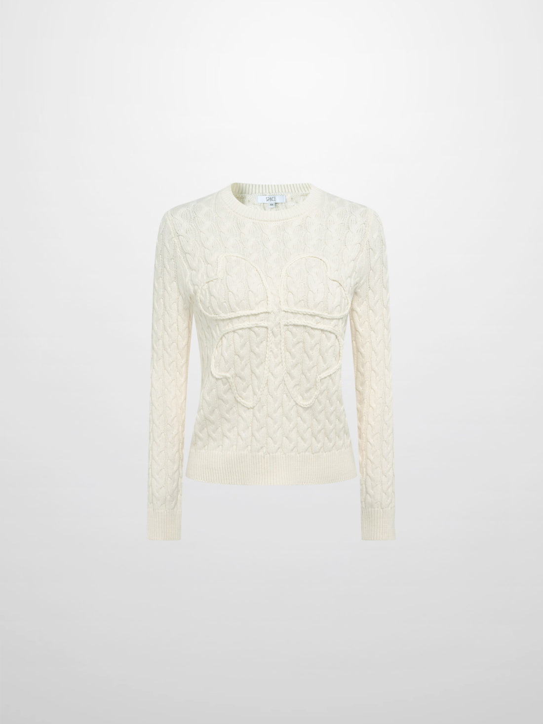 Braided Heart Cable Sweater - Cream