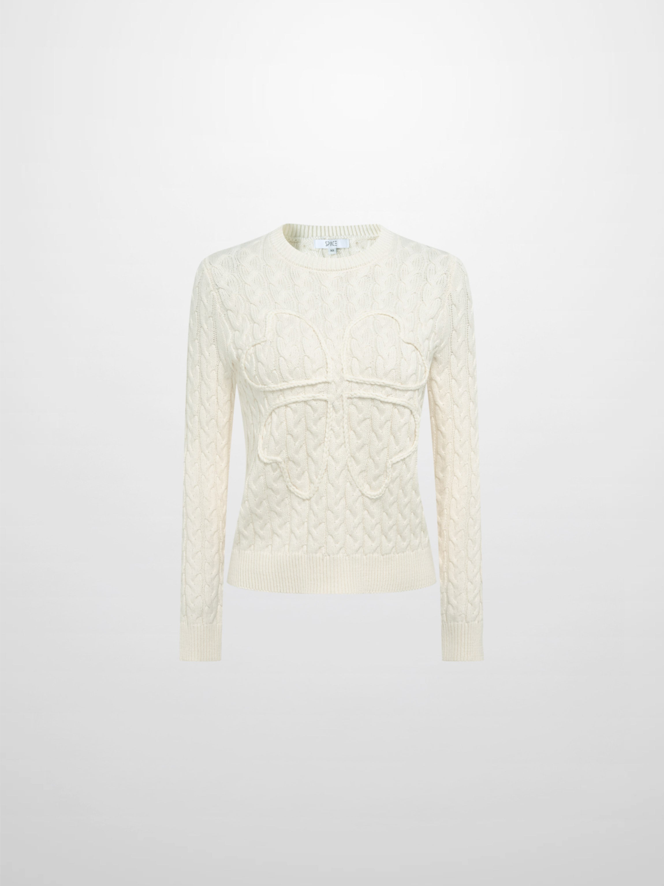 Braided Heart Cable Sweater - Cream