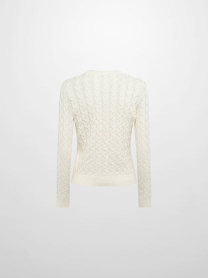 Braided Heart Cable Sweater - Cream