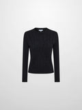 Braided Heart Cable Sweater - Black
