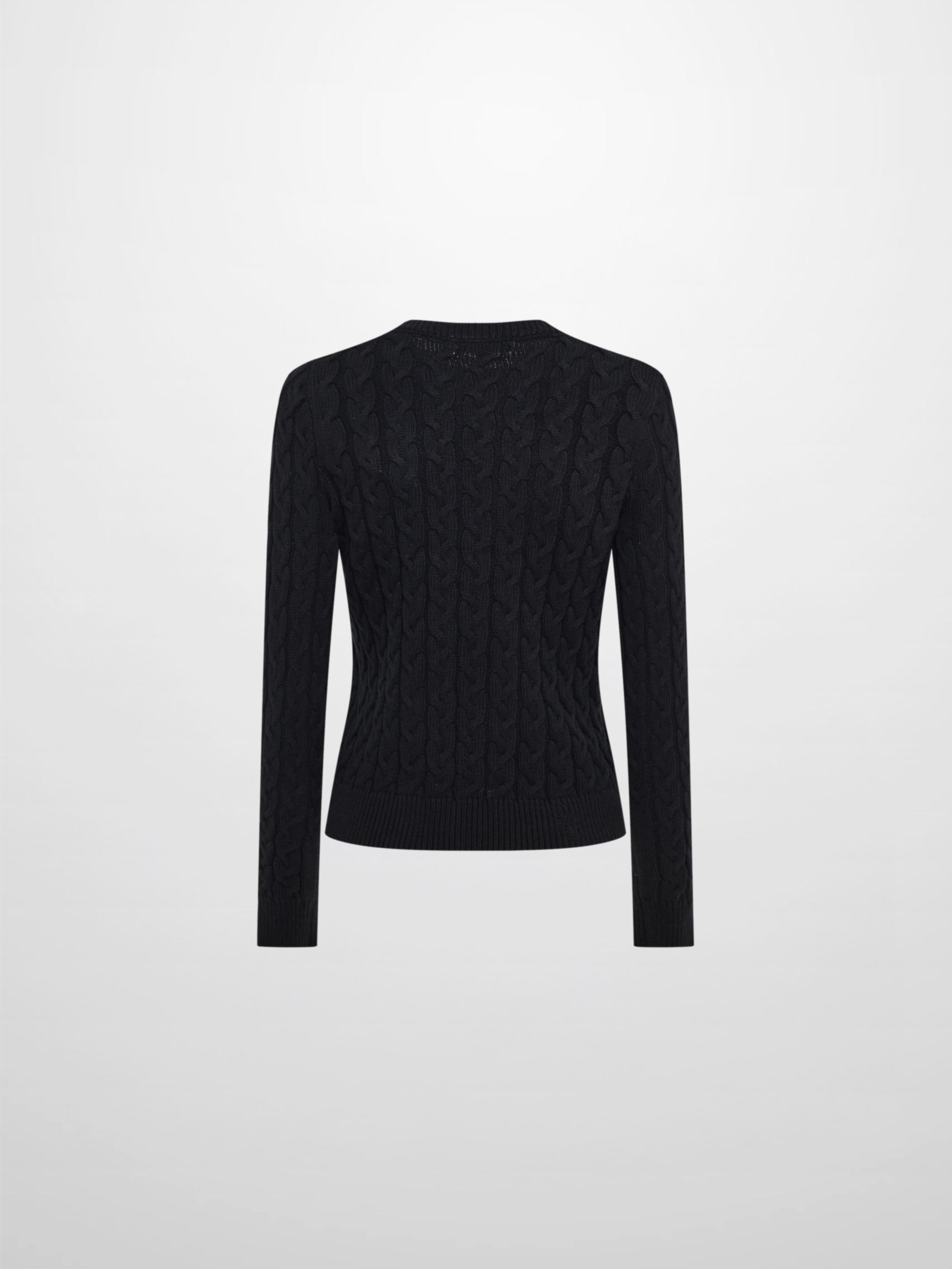 Braided Heart Cable Sweater - Black
