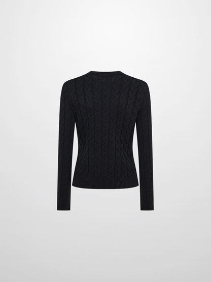 Braided Heart Cable Sweater - Black