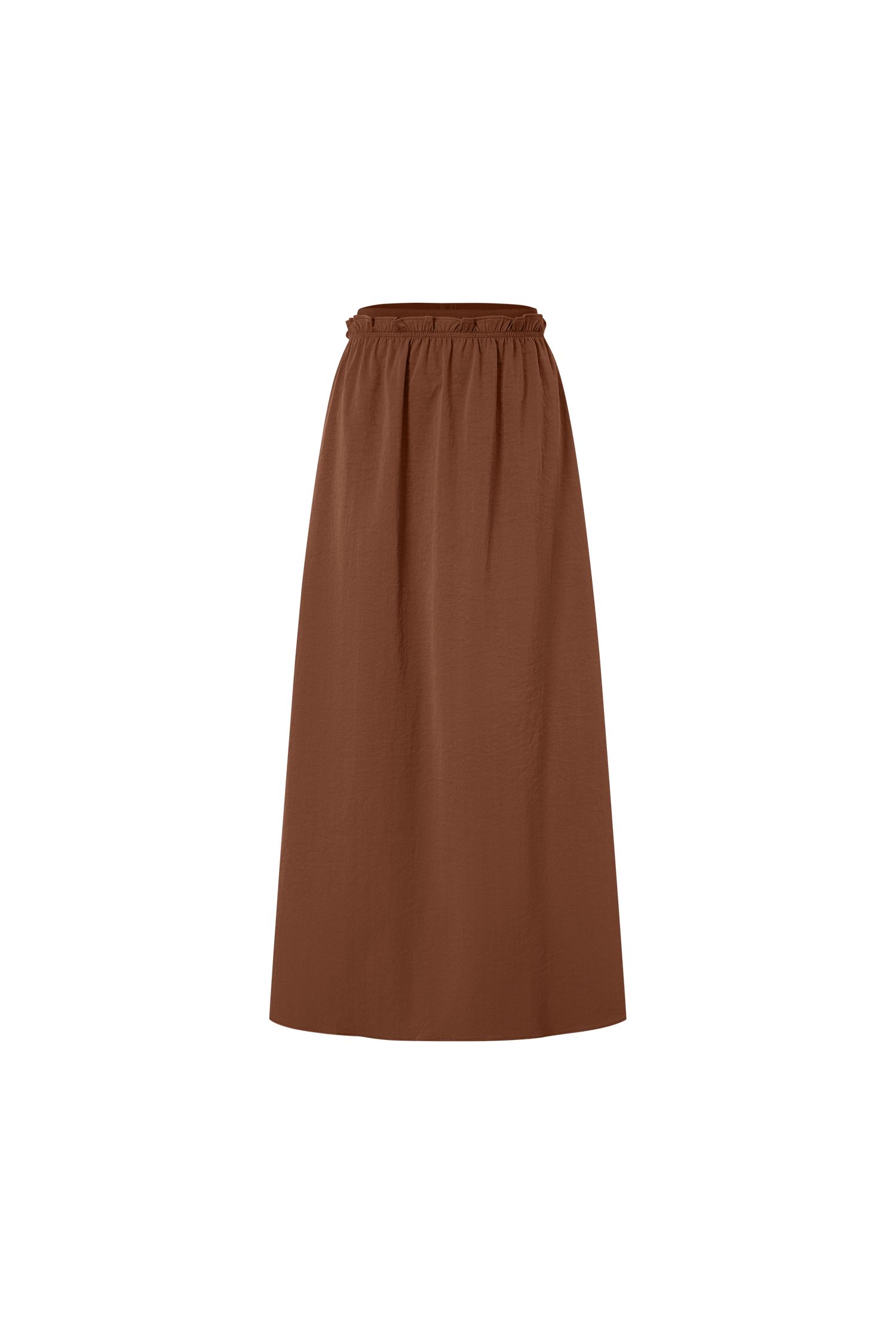 Elastic Waist Ruffle Skirt-Brown