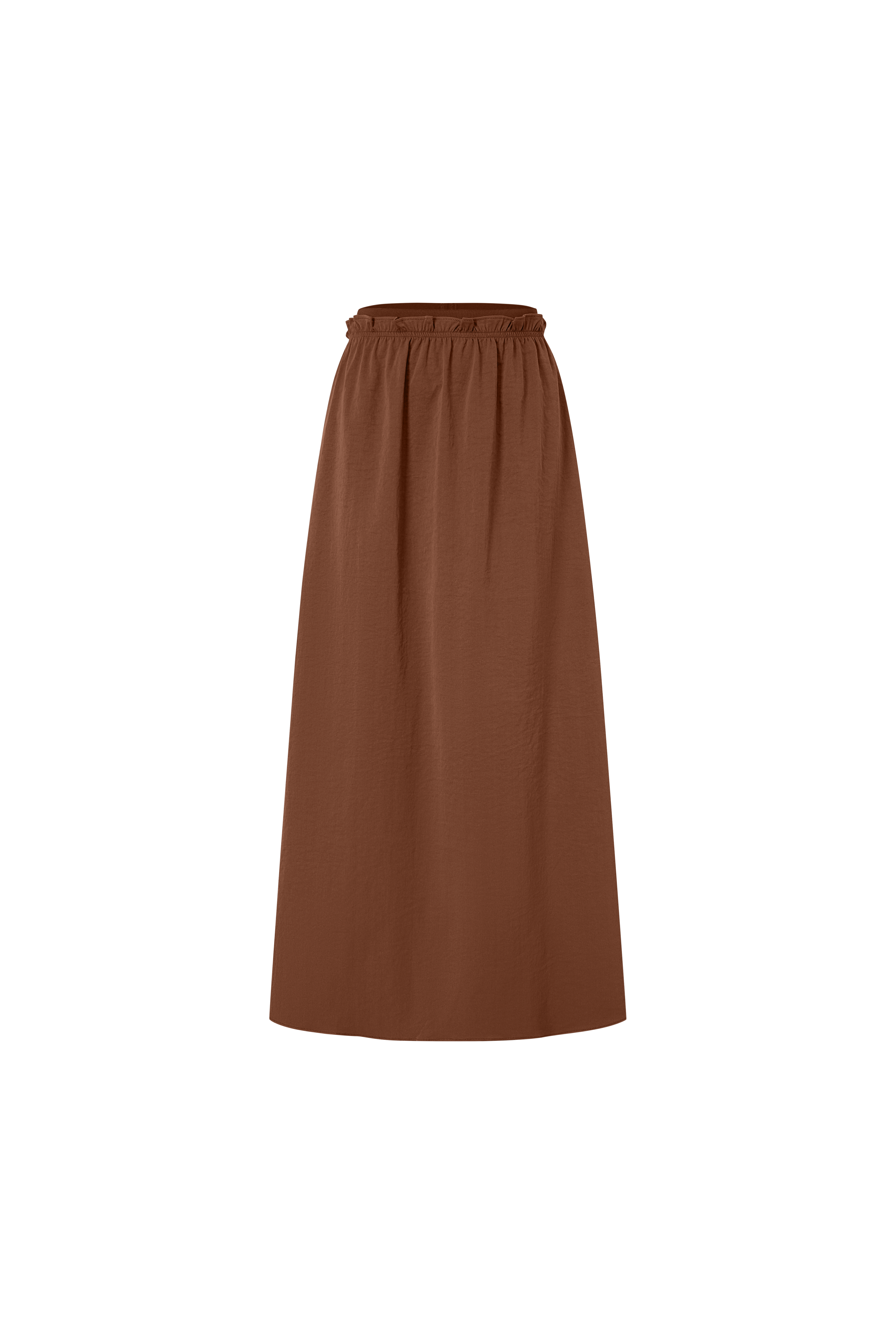 Elastic Waist Ruffle Skirt-Brown