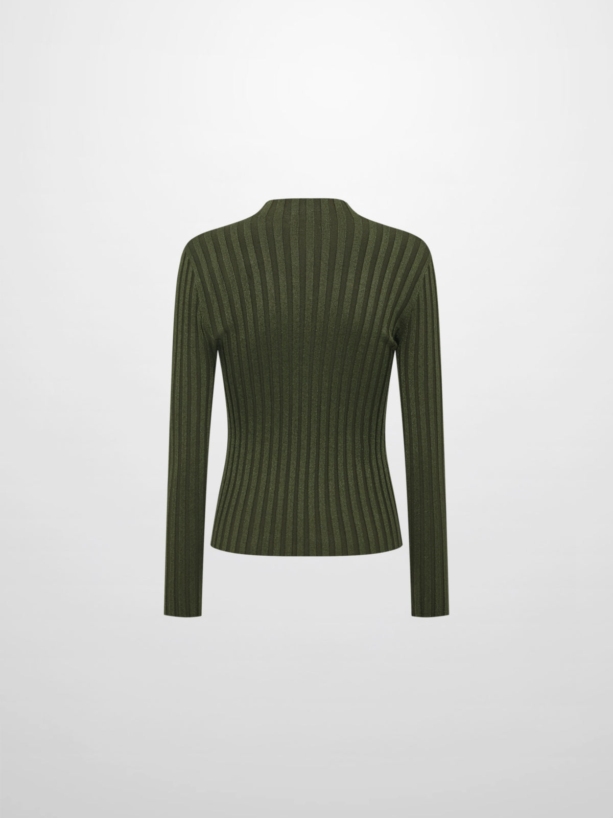 Lurex Ribbed Mock Neck Sweater - Olive