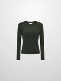 Soft Thin Ribbed Banded Sweater - Green