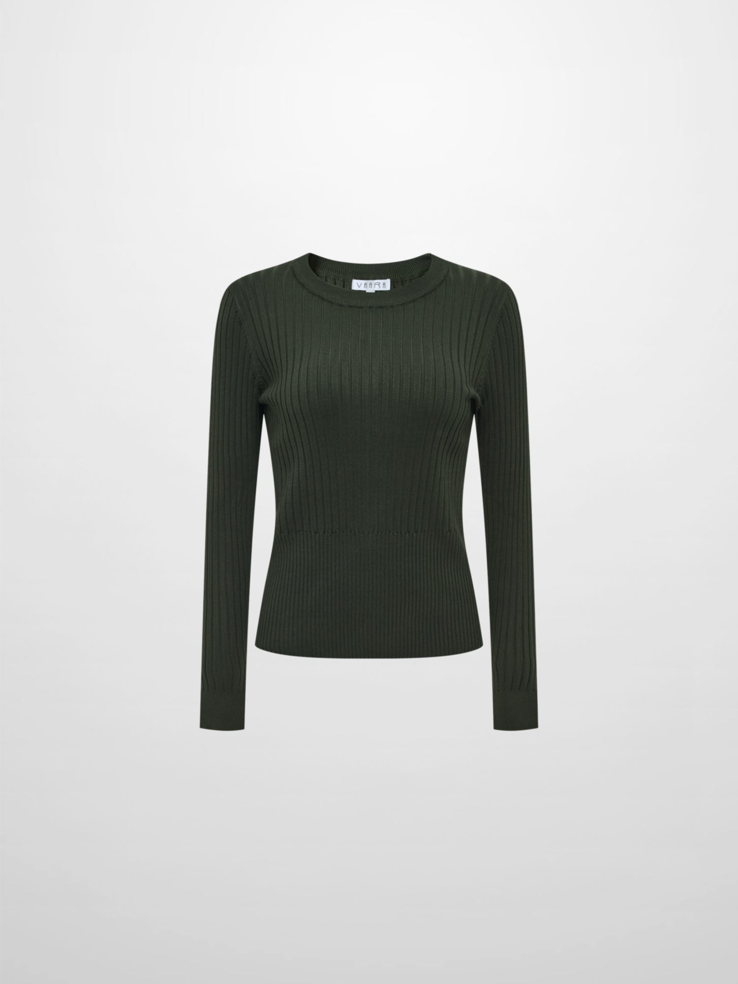 Soft Thin Ribbed Banded Sweater - Green