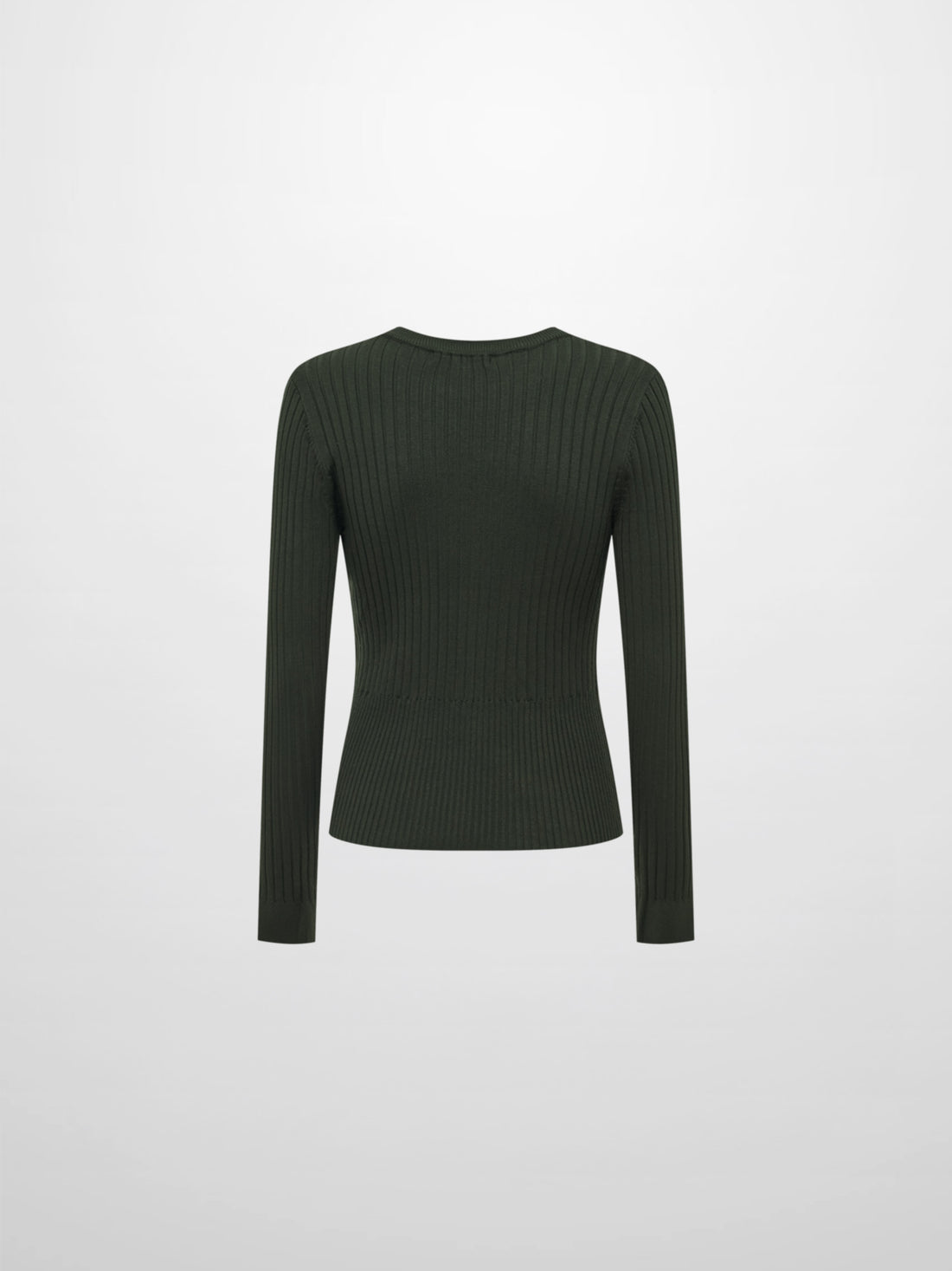 Soft Thin Ribbed Banded Sweater - Green
