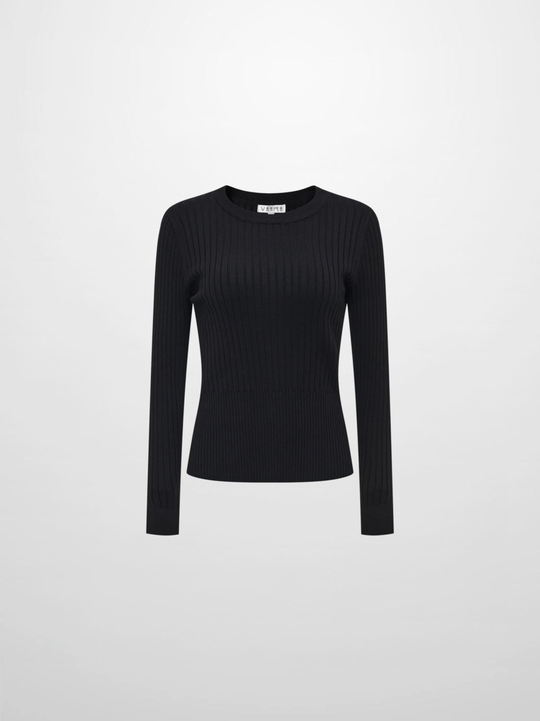 Soft Thin Ribbed Banded Sweater - Black