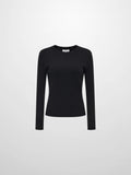 Soft Thin Ribbed Banded Sweater - Black