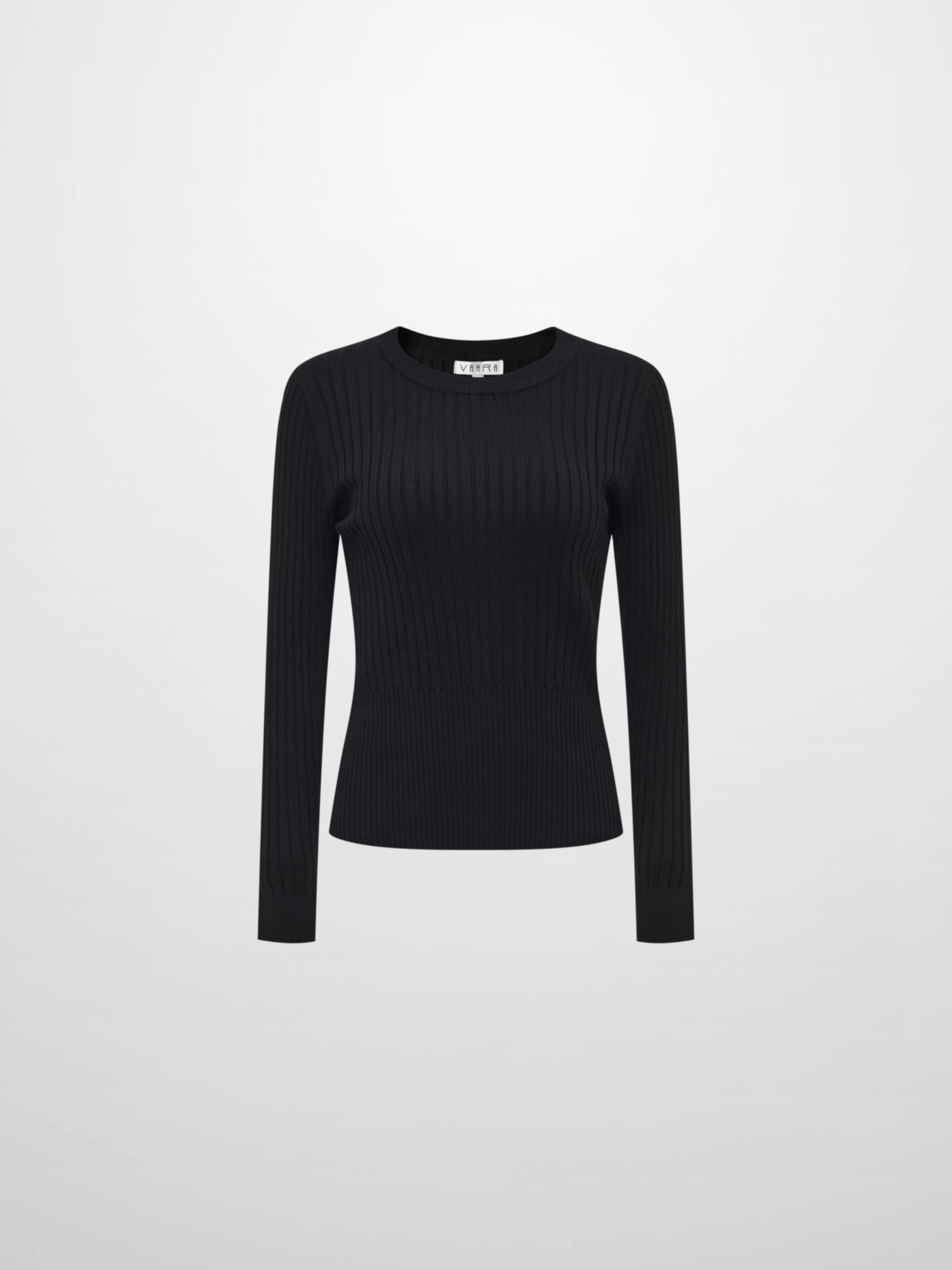 Soft Thin Ribbed Banded Sweater - Black