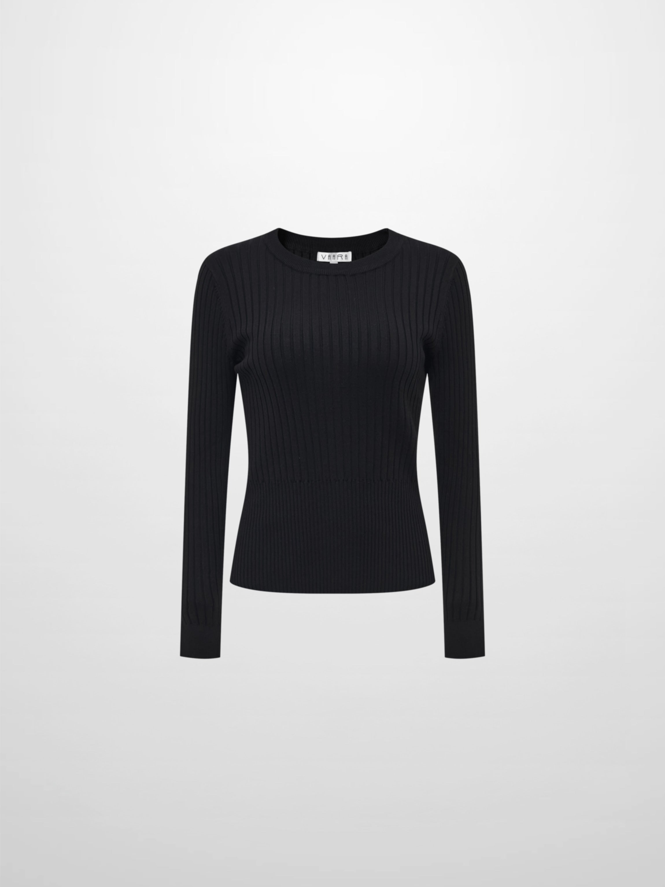 Soft Thin Ribbed Banded Sweater - Black