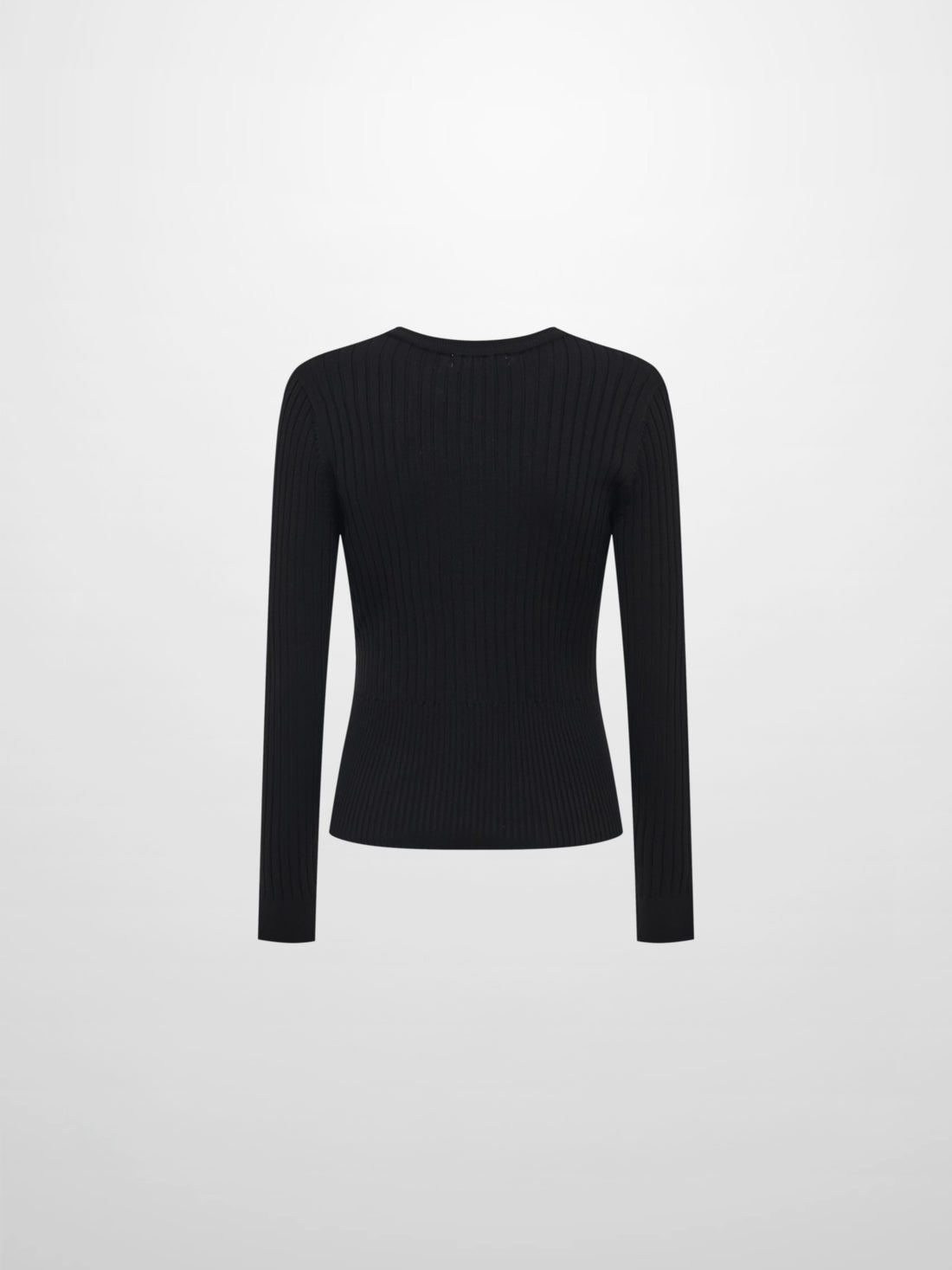 Soft Thin Ribbed Banded Sweater - Black