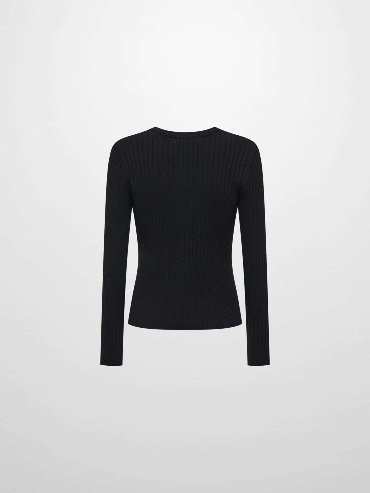 Soft Thin Ribbed Banded Sweater - Black