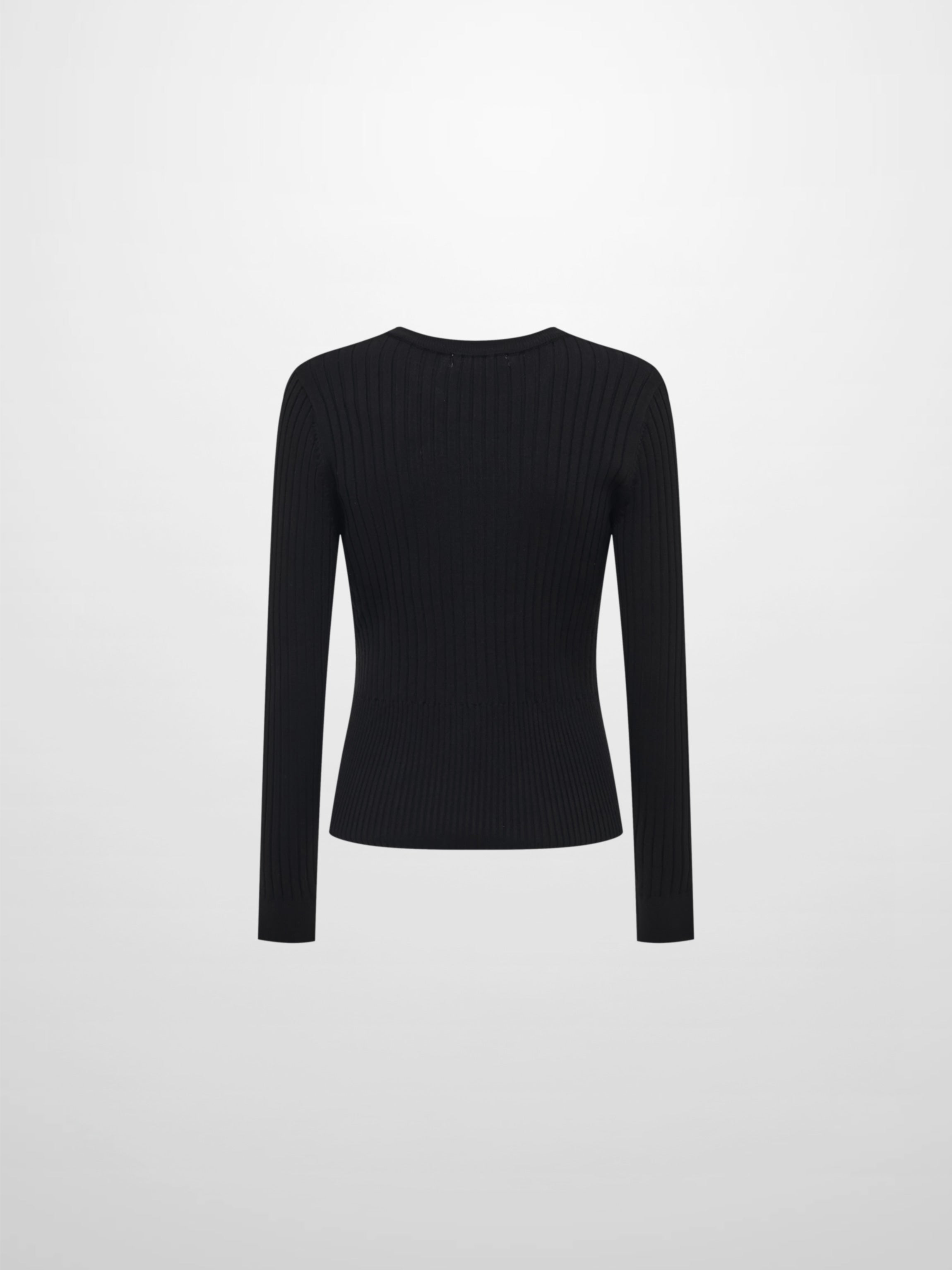 Soft Thin Ribbed Banded Sweater - Black