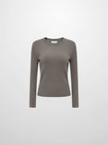 Soft Thin Ribbed Banded Sweater - Warm Taupe